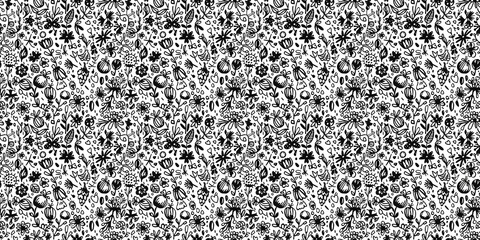  Cartoon hand-drawn doodles on the subject of summer holidays theme seamless pattern