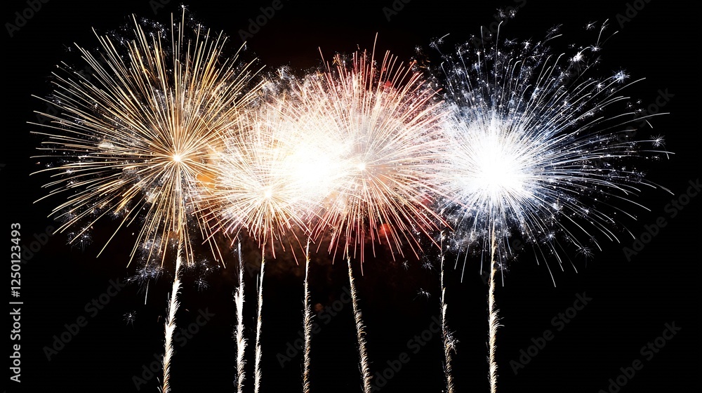 Poster vibrant fireworks display lighting up the night sky with colorful explosions : generative ai