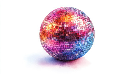 Obraz premium Vibrant Colorful Disco Ball Watercolor Painting Party Nightclub Decoration Design Image 70s 80s 