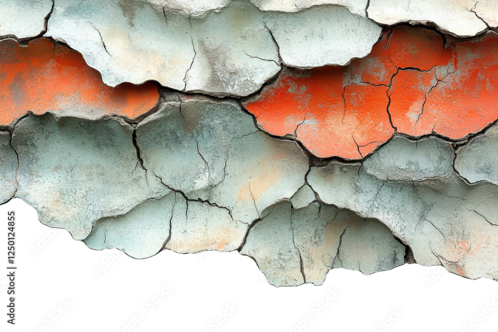 Poster An abstract close-up of peeling paint showcasing textures and colors. The unique patterns present an artistic view of weathered surfaces in urban environments.