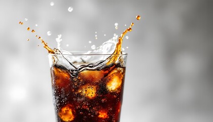Refreshing Cola Splash: Iced Drink with Dynamic Splashes