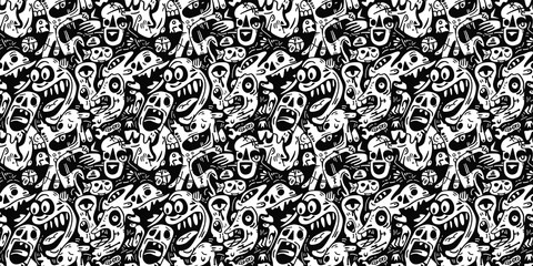  Cartoon hand-drawn doodles on the subject of summer holidays theme seamless pattern