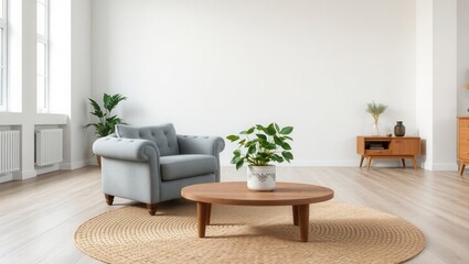 Fototapeta premium Cozy Minimalist Living Room with Modern Furniture
