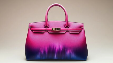 Elegant Pink and Blue Gradient Leather Handbag