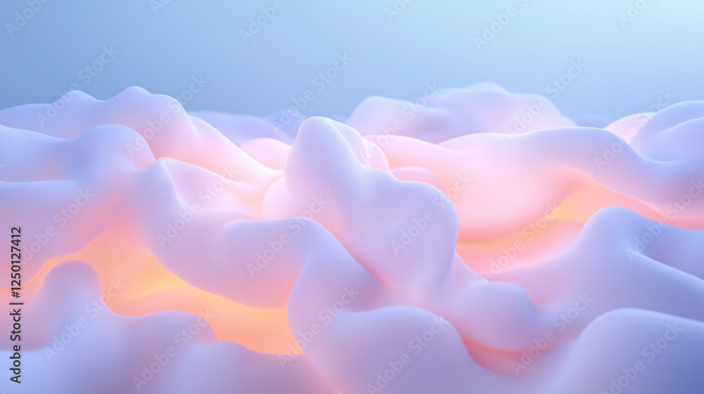 Poster abstract pastel flowing forms 3d render soft light and background design elements and texture patter