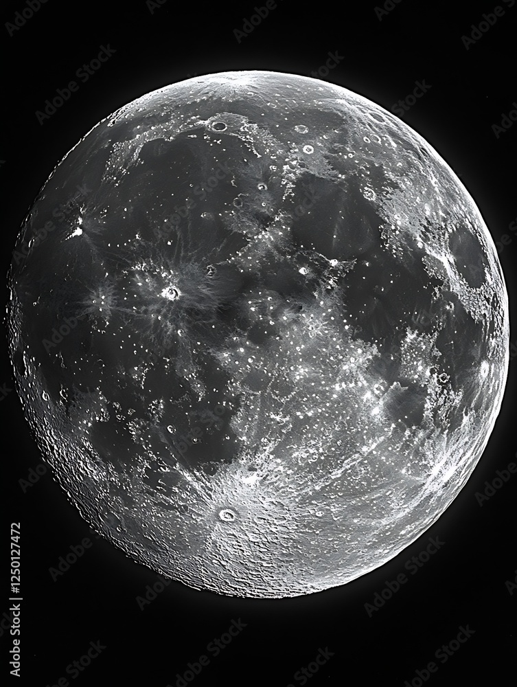 Poster stunning close-up of the moon showcasing its detailed craters and surface : generative ai