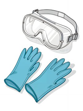 protective goggles and blue gloves clip art preview