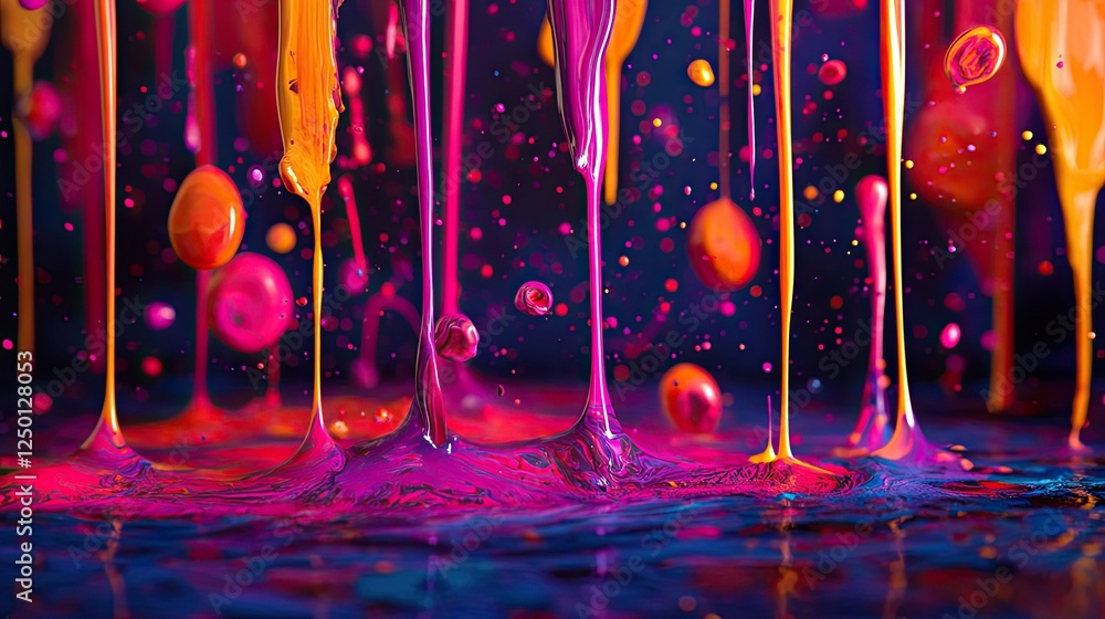 Aufkleber vibrant paint drips creating abstract colorful splash background