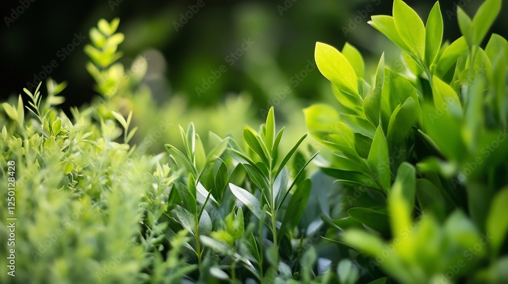 Poster lush green leaves in a natural setting full of life and vibrancy : generative ai