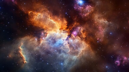 Abstract deep space fractal nebula with intricate swirls of gas and light, bright celestial highlights, and an infinite sense of cosmic
