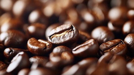 Fototapeta premium Rich Dark Roasted Coffee Beans Close-Up for Coffee Lovers : Generative AI