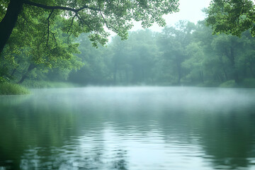 Misty River in a Lush Forest