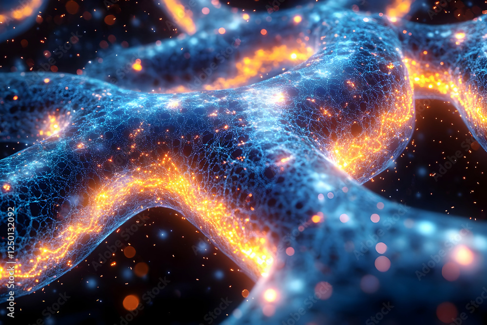 Poster abstract glowing neural network pattern