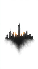 Obraz premium modern city skyline with silhouette of buildings and bright sun