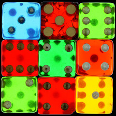 Square cube of cubes many colors translucent dice 