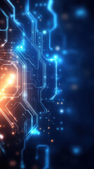Fototapeta premium glowing high tech circuit pattern with blue and orange lights