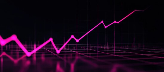 Naklejka premium Sleek line chart with neon pink accents, glowing minimalistic grid,