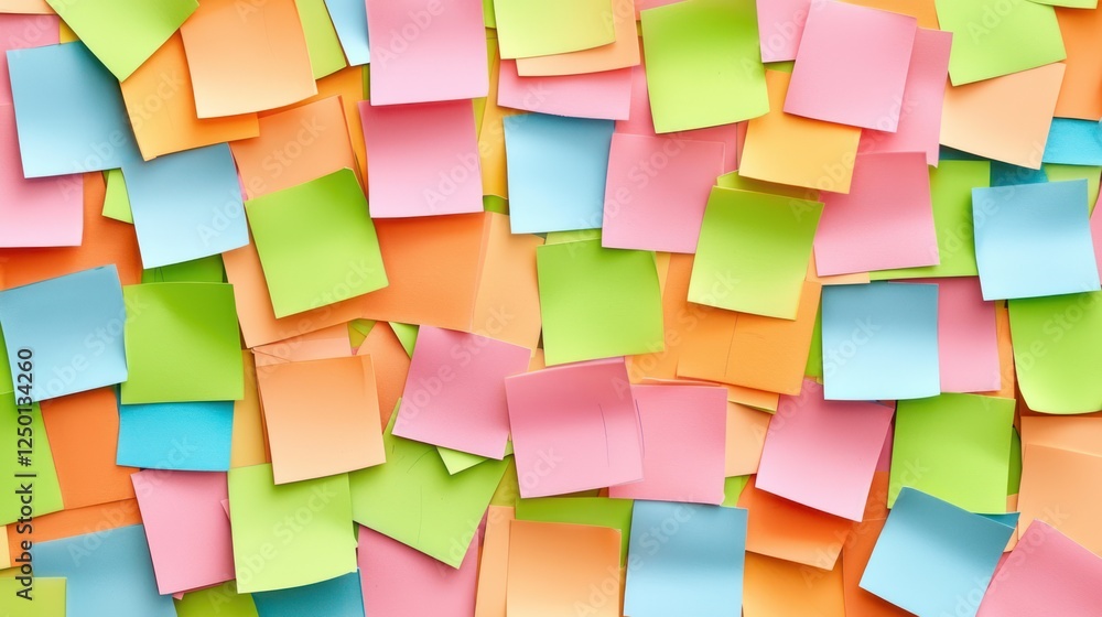 Aufkleber a colorful assortment of sticky notes in various shades scattered across a surface, creating a vibra