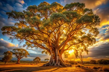 Obraz premium Ancient Western Australian Tree, Bicentennial Landmark, Majestic Eucalyptus, Old-Growth Forest, Australian Outback