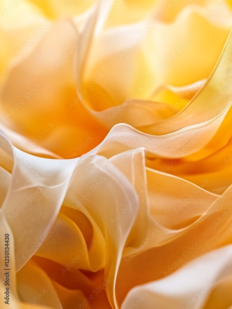 Poster soft translucent fabric in warm yellow tones flowing elegantly to create a beautiful backdrop : gene