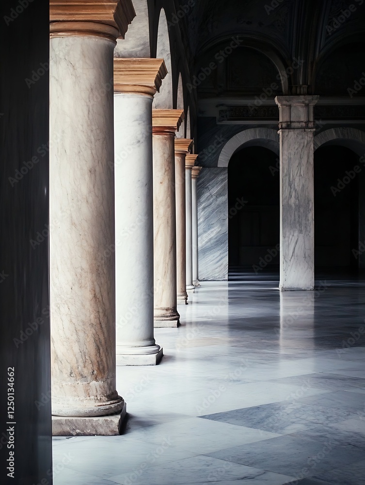 Leinwandbilder elegant marble columns create serene ambience in historical architecture : generative ai