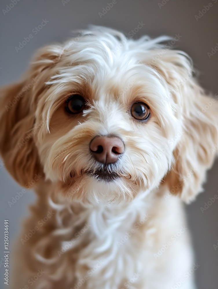 Aufkleber adorable dog with soft fur and bright eyes looking straight at the camera : generative ai