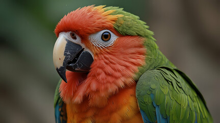 Obraz premium beautiful parrot close up photo,generative.ai