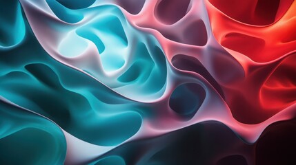 Obraz premium Modern Abstract Gradient Backgrounds with Organic Shapes on Dark Contrast, Blender Cycles Style, Undulating Lines in Crimson, Violet, Elegant Midnight, Persian Blue, Teal Blue, and Bondi Blue