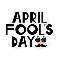 April fool's day. April 01. Funny glasses for april fool's day on white background. Poster or banner. Flat design vector illustration.