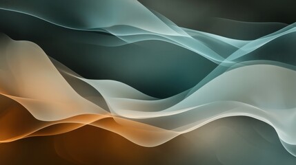 Obraz premium Modern Abstract Gradient Backgrounds with Soft Waves on Dark Contrast, Octane Render Style, Undulating Lines in Mocha Mousse, Teal, Rust Brown, and Bone