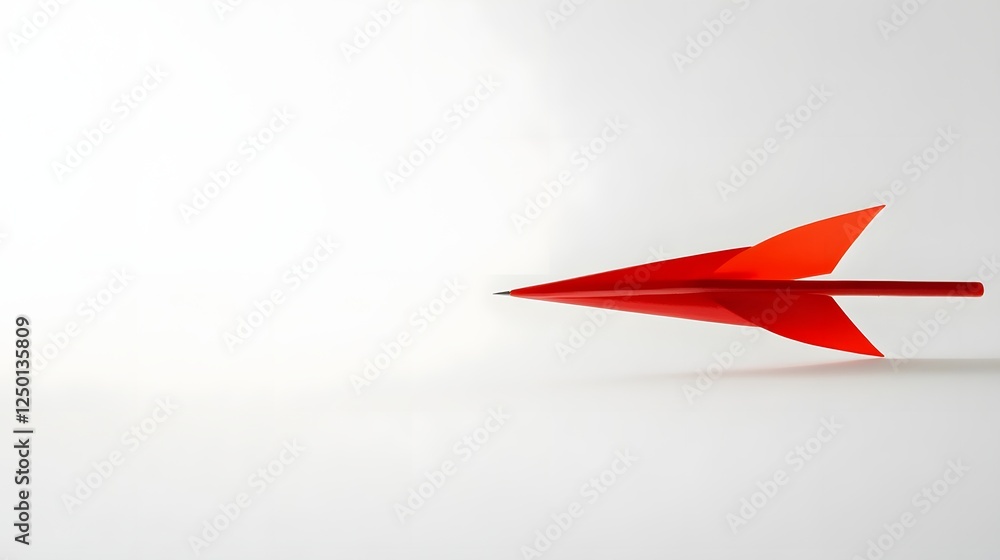 Poster red dart on white background aims forward