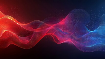 Abstract Red and Blue Wave Particle Flow Background