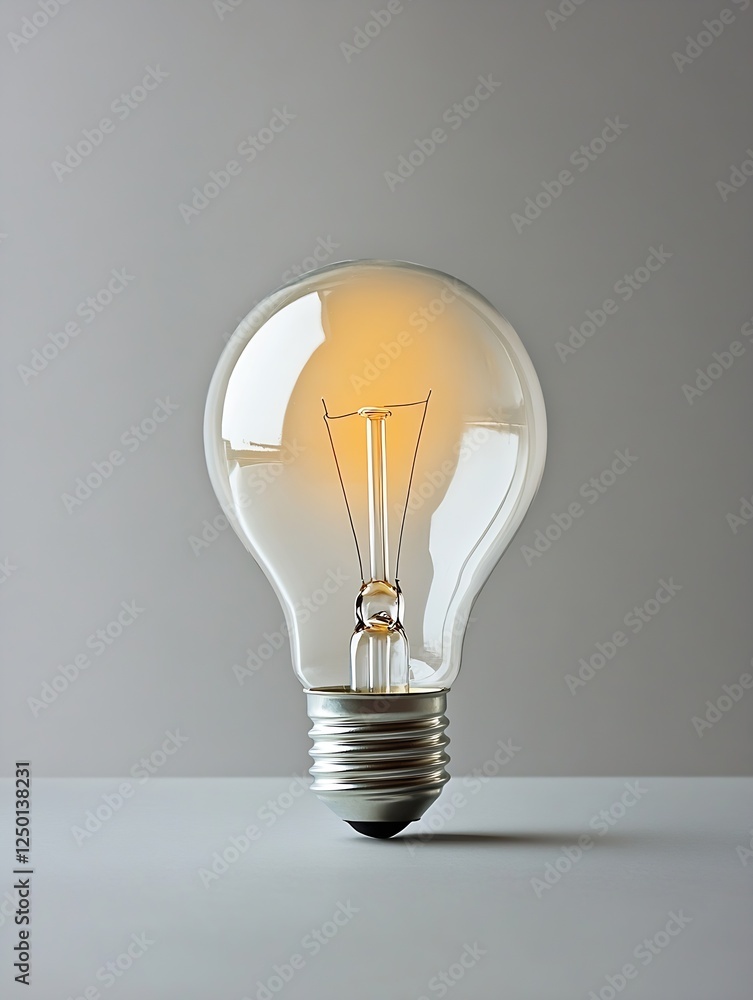 Aufkleber Classic Light Bulb with Soft Glow and Minimalist Background : Generative AI