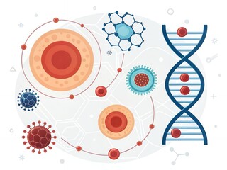 Obraz premium Cellular Biology DNA Cells Viruses and Molecular Structures