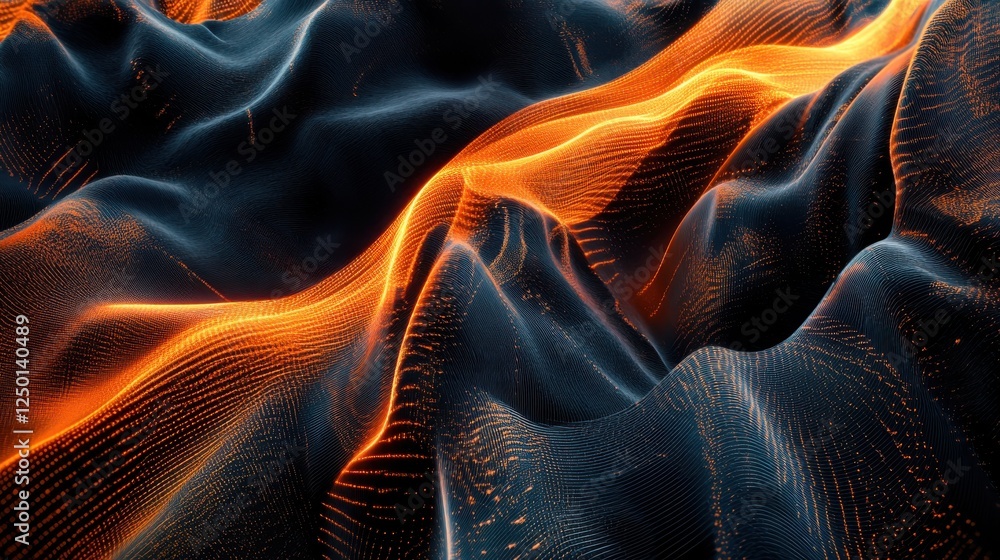 Poster abstract digital data flow with wave pattern in high-security server environment illustration