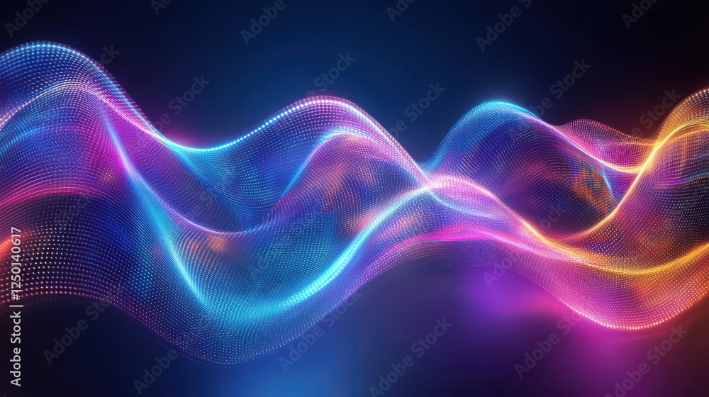 Poster abstract digital wave background with colorful lights representing artificial intelligence computati