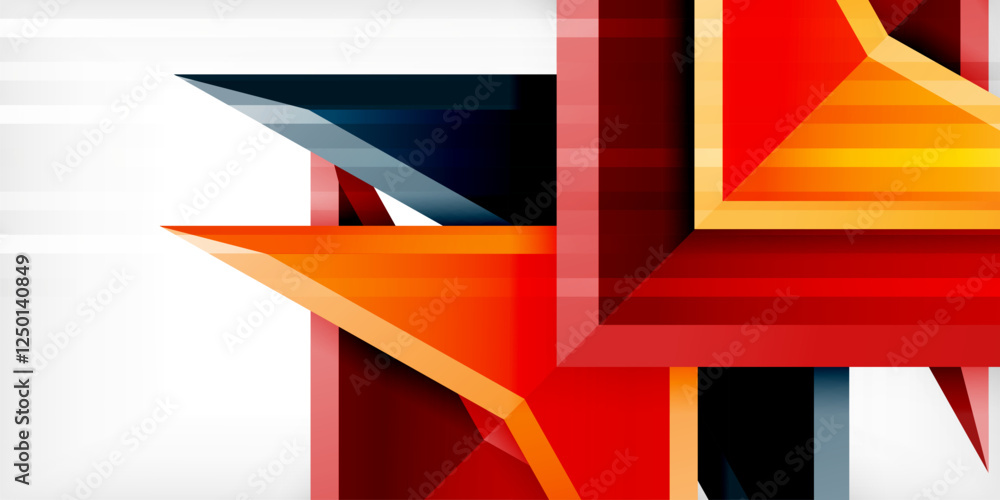 Poster Arrows with 3d effect abstract background. Triangles on light grey backdrop
