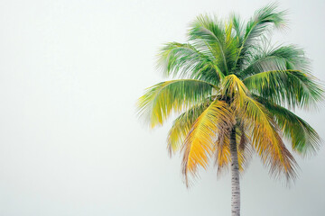 Tall palm tree against a white wall.