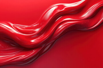 Red liquid flowing on a red background, creating abstract patterns that resemble lava flowing on molten ground.