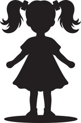 Fototapeta premium A cartoon girl with black hair and a black dress on her head