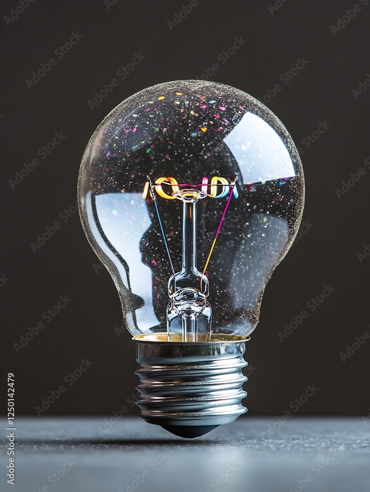 Aufkleber Stylish Light Bulb Capturing Glitter and Sparkles in a Dramatic Close Up Shot : Generative AI