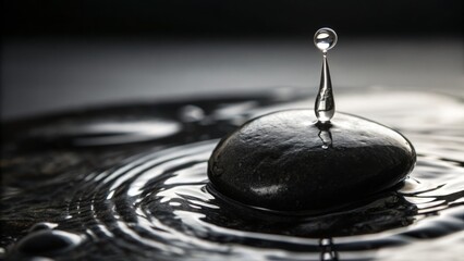 Black & White Luxury Water Drop: Premium Close-Up Photography, Elegant Texture