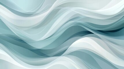 Obraz premium Abstract Teal and White Wave Pattern: A Serene Digital Artwork