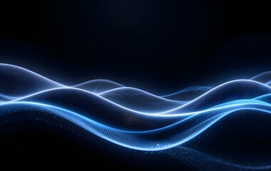 Fototapeta premium Futuristic Abstract Neon Light Waves – Vibrant Blue and Pink Glowing Lines on a Dark Background with Smooth Digital Flow