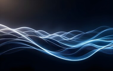 Futuristic Abstract Neon Light Waves – Vibrant Blue and Pink Glowing Lines on a Dark Background with Smooth Digital Flow