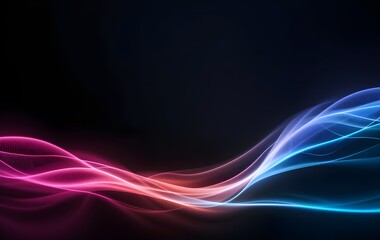 Fototapeta premium Futuristic Abstract Neon Light Waves – Vibrant Blue and Pink Glowing Lines on a Dark Background with Smooth Digital Flow