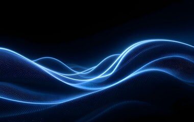 Fototapeta premium Futuristic Abstract Neon Light Waves – Vibrant Blue and Pink Glowing Lines on a Dark Background with Smooth Digital Flow