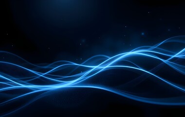 Futuristic Abstract Neon Light Waves – Vibrant Blue and Pink Glowing Lines on a Dark Background with Smooth Digital Flow