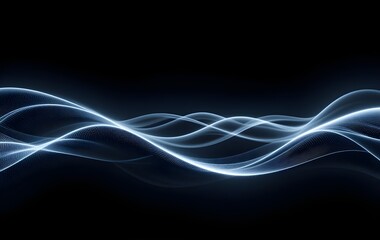 Fototapeta premium Futuristic Abstract Neon Light Waves – Vibrant Blue and Pink Glowing Lines on a Dark Background with Smooth Digital Flow