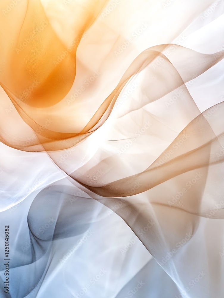 Poster Soft Fluid Abstract Waves of Colorful Fabric and Ethereal Light : Generative AI